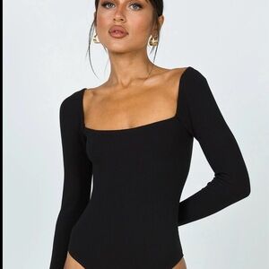 Princess Polly Black Square Neck Long Sleeve Bodysuit